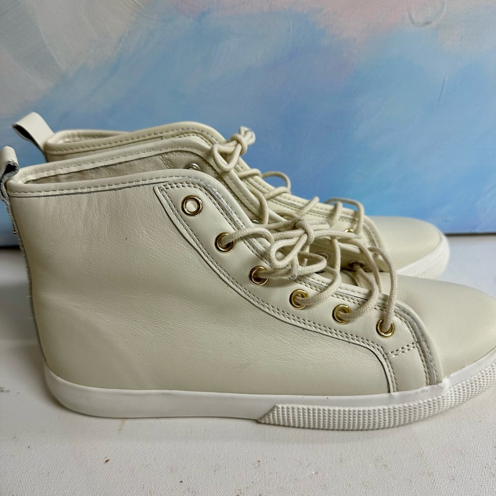 Ralph Lauren Cream High-Top Sneakers - Picture 3 of 6